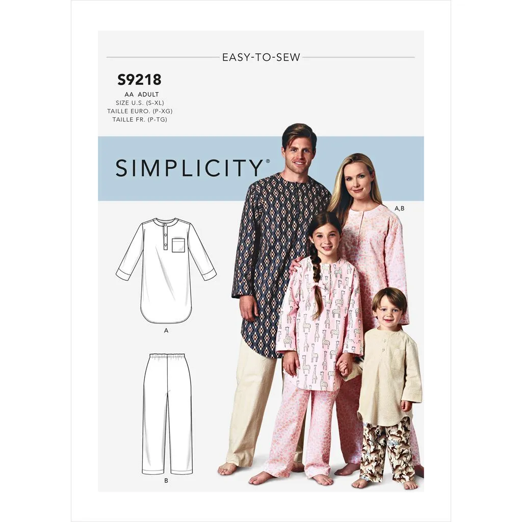 Simplicity Sewing Pattern S9218 Misses', Men's & Children's Tunic & Pants