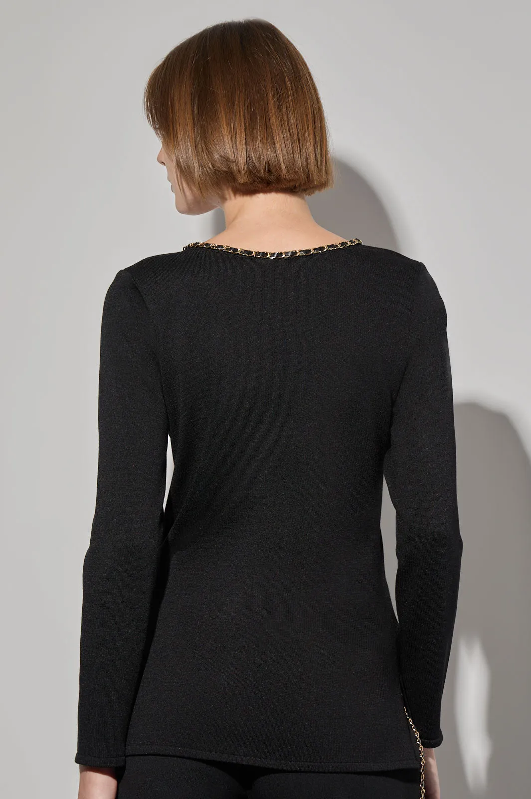 Soft Knit Scoop Neck Chain Detail Tunic