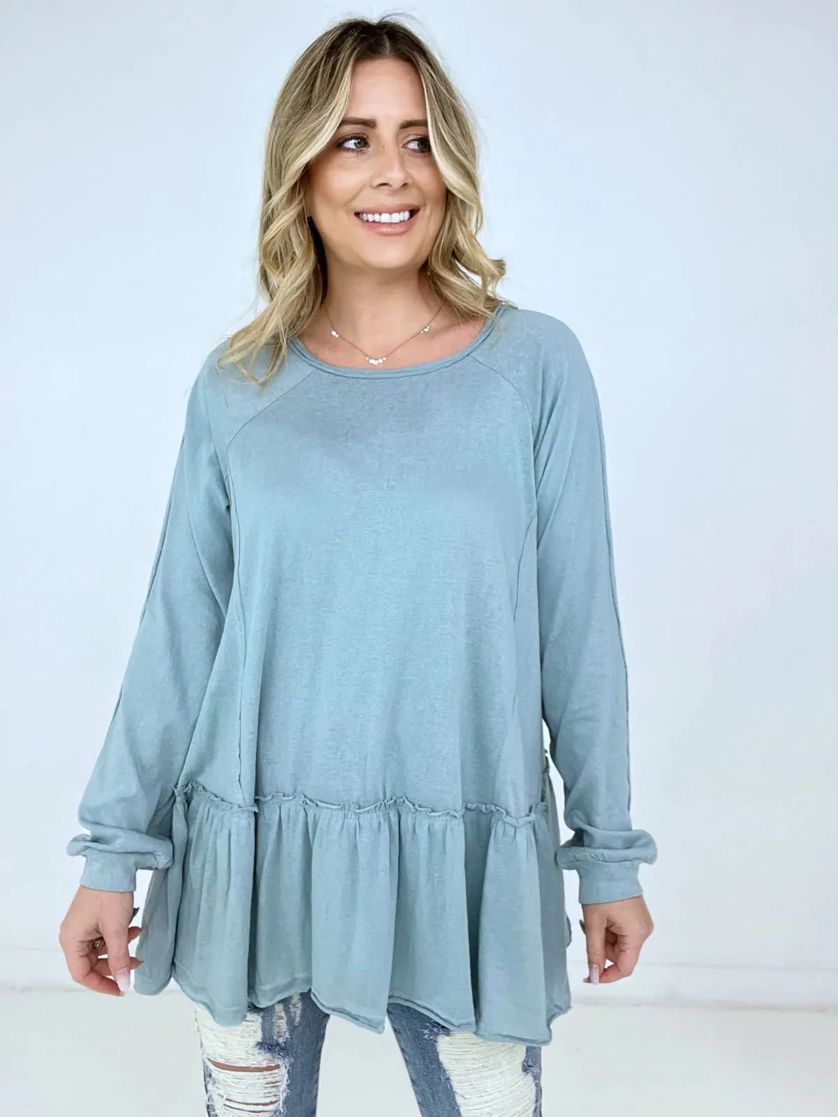 Solid Cotton Jersey Tunic Top