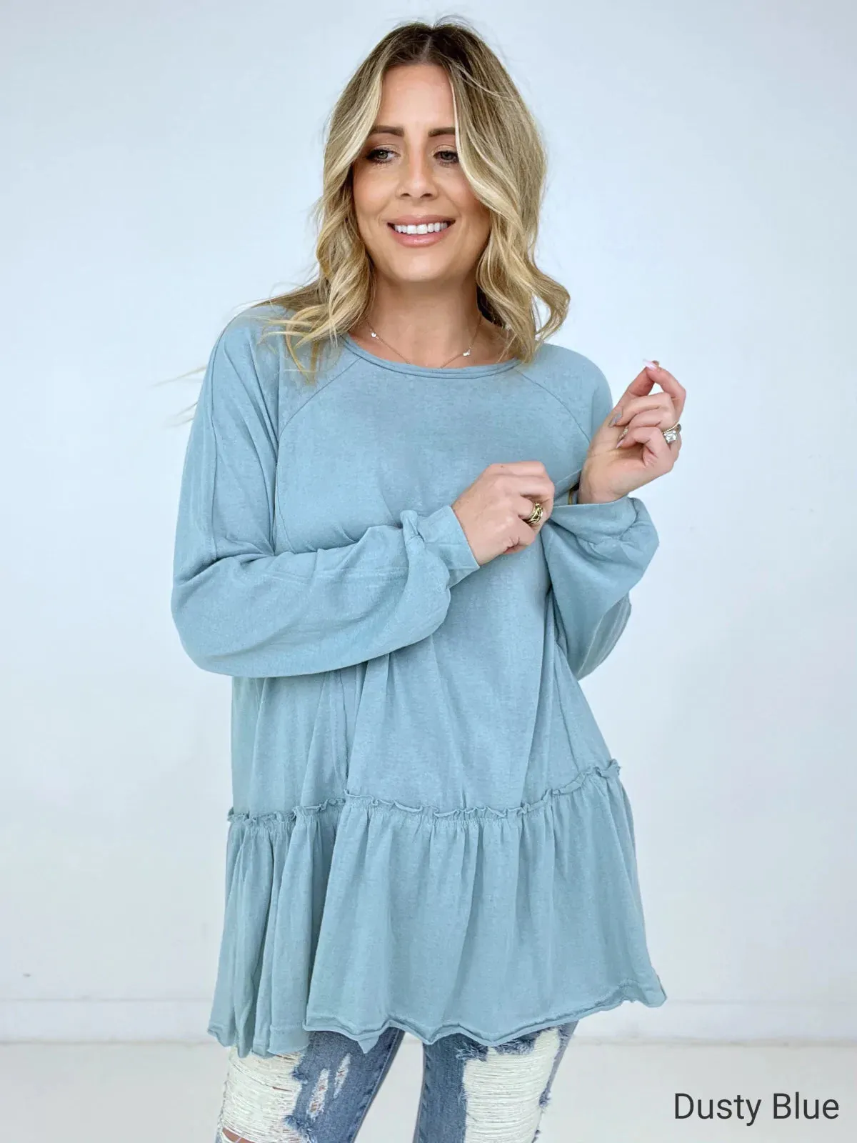 Solid Cotton Jersey Tunic Top