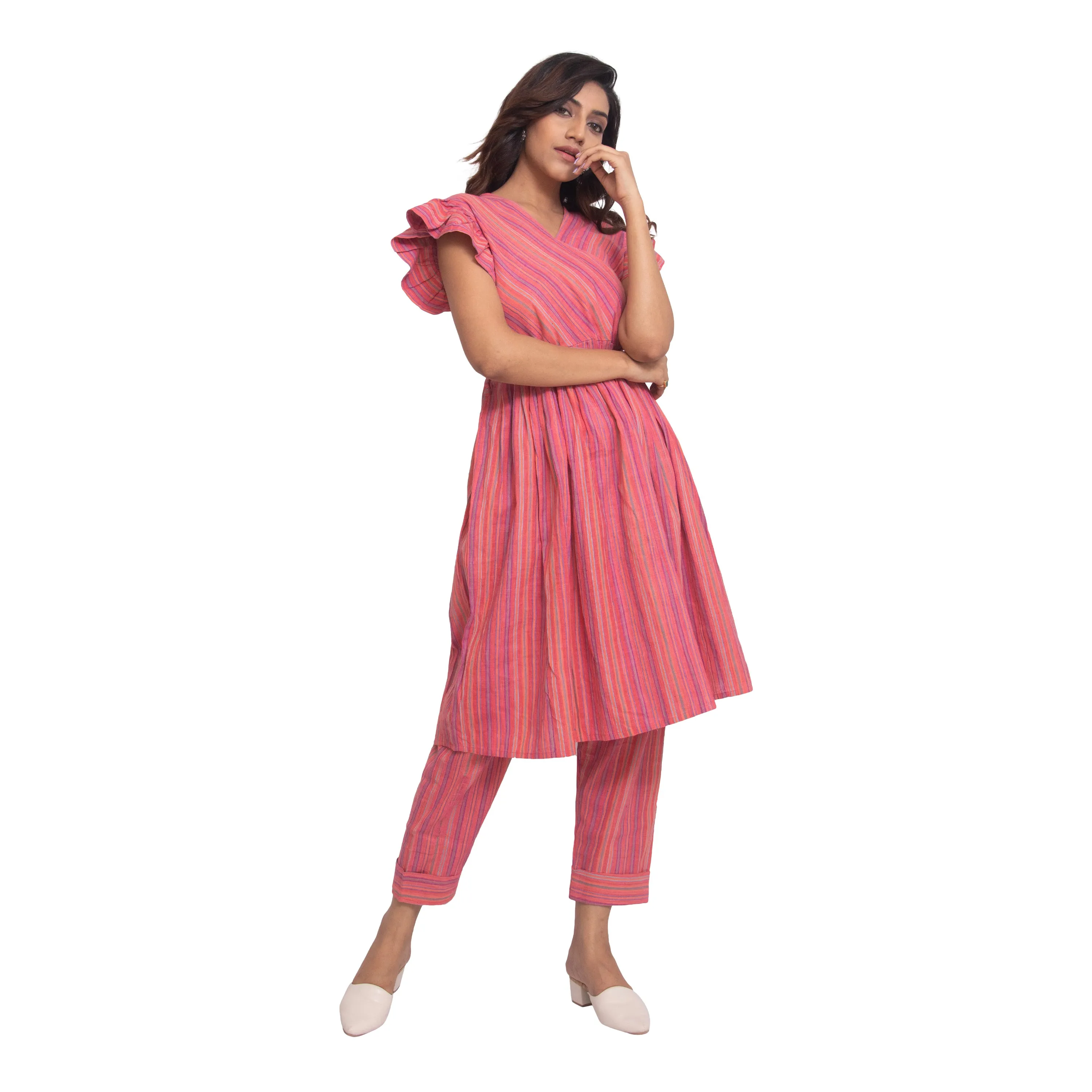 Soma Pink Yarn Dyed Tunic Set