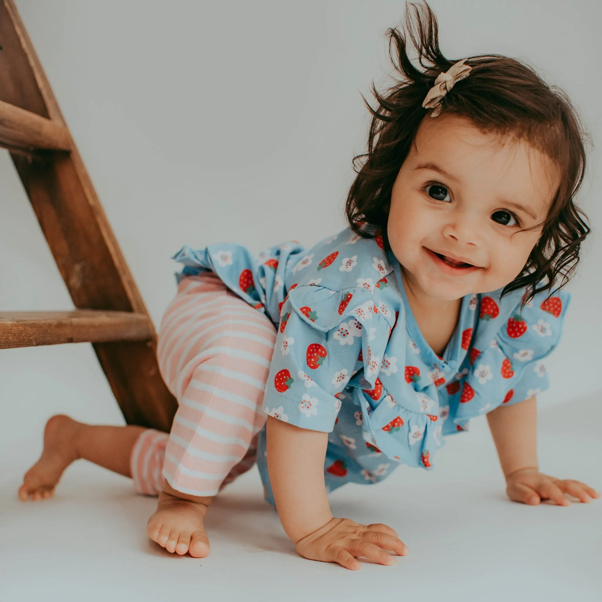 Strawberry stripe frill legging set
