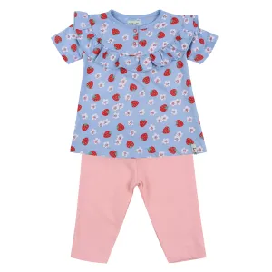 Strawberry stripe frill legging set