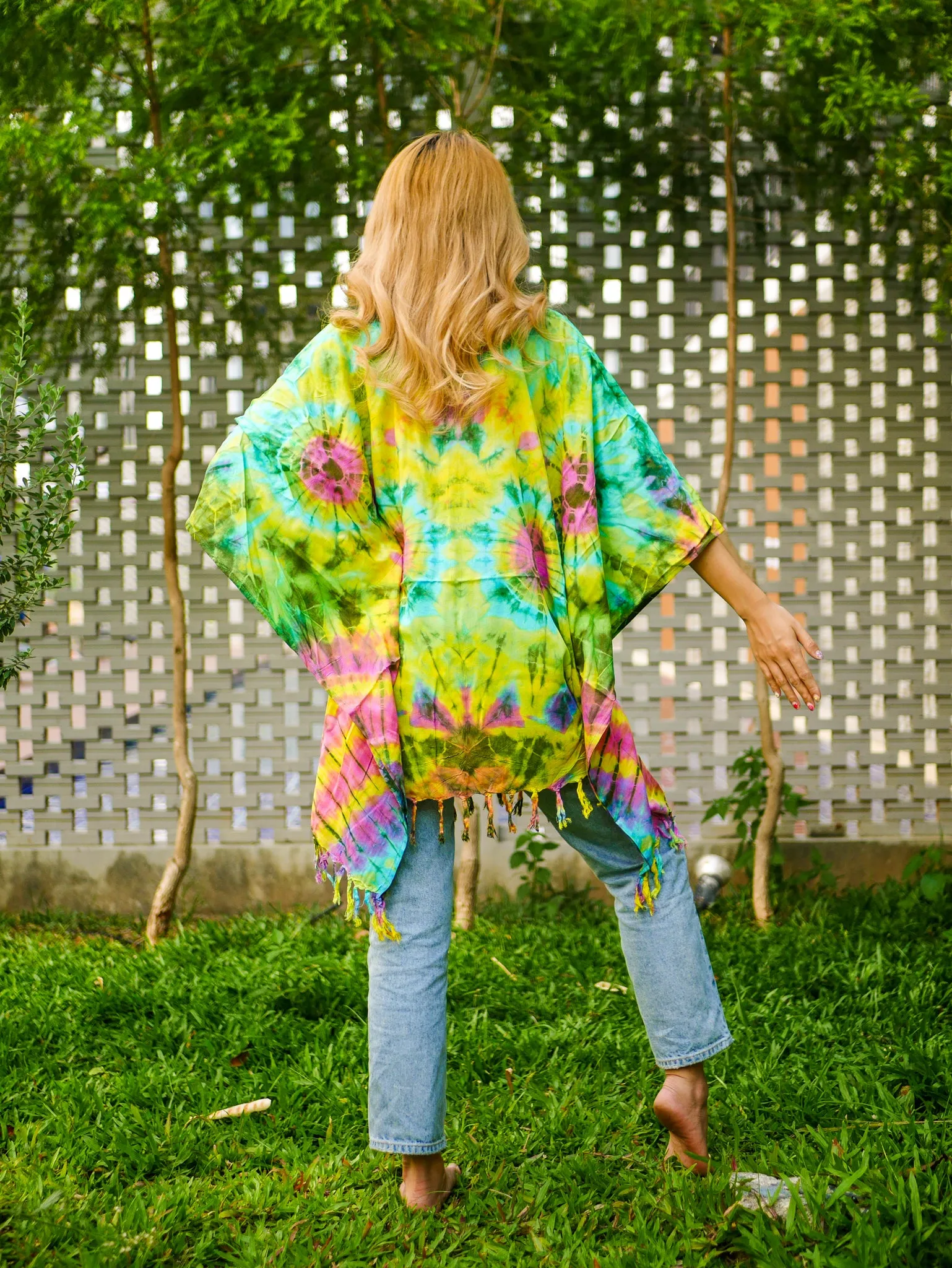 T0176- Hand Dyed Tunic Boho Kaftan Blouse Hippie Oversize Tops