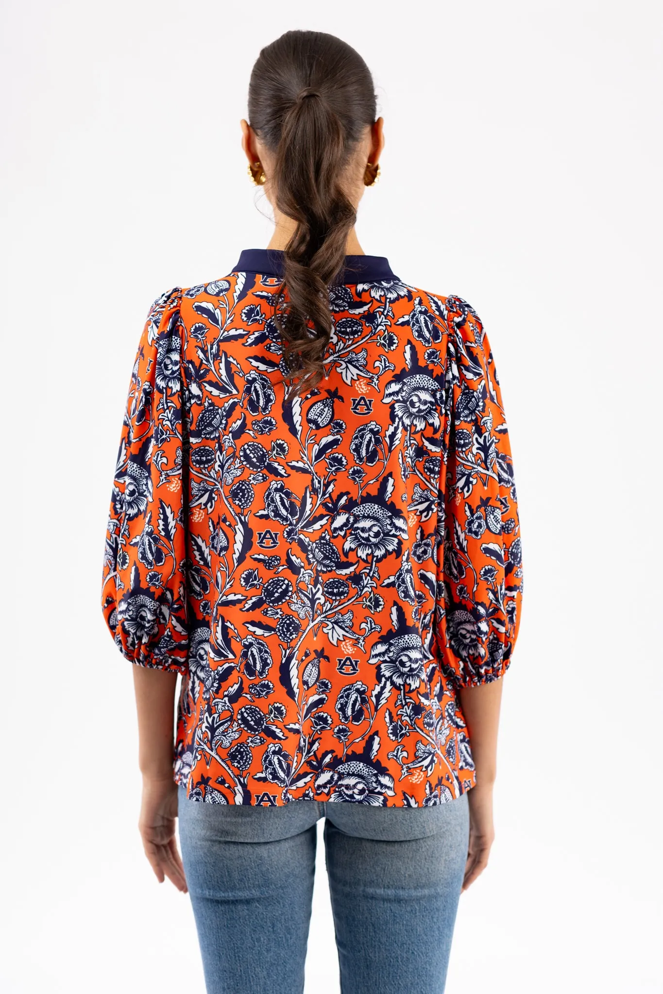 The Eliza Top - Auburn Floral Orange