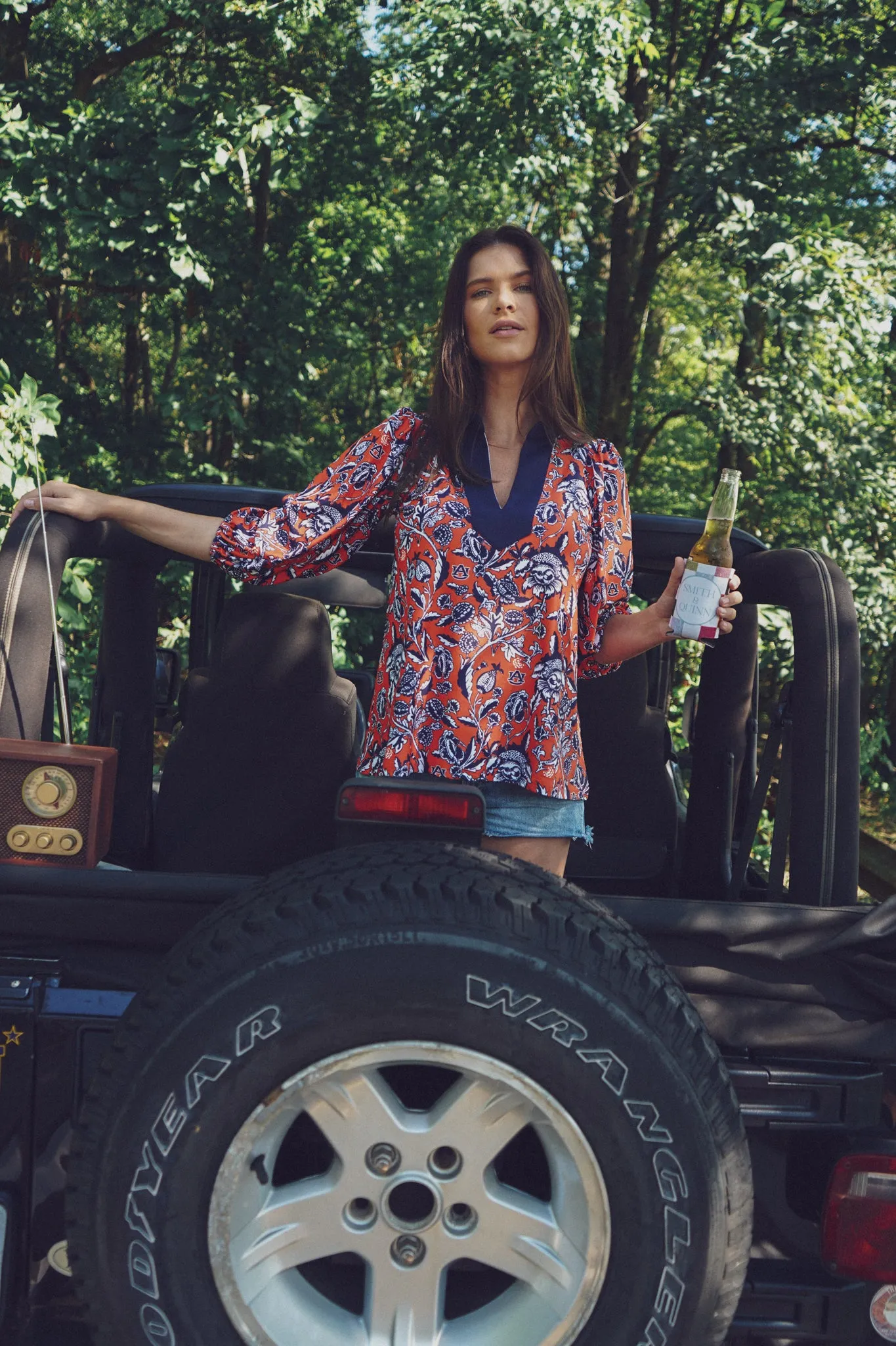 The Eliza Top - Auburn Floral Orange