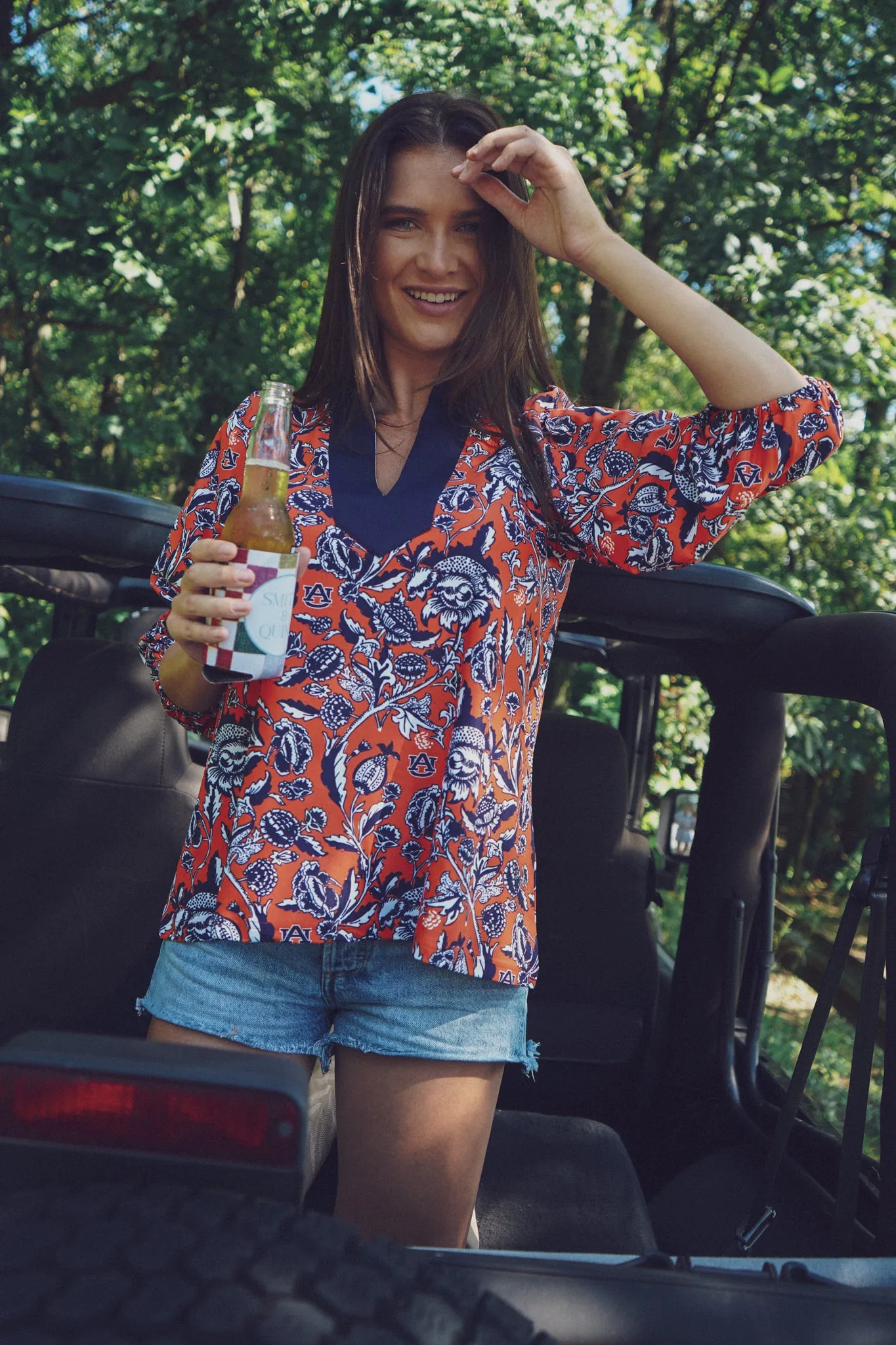 The Eliza Top - Auburn Floral Orange