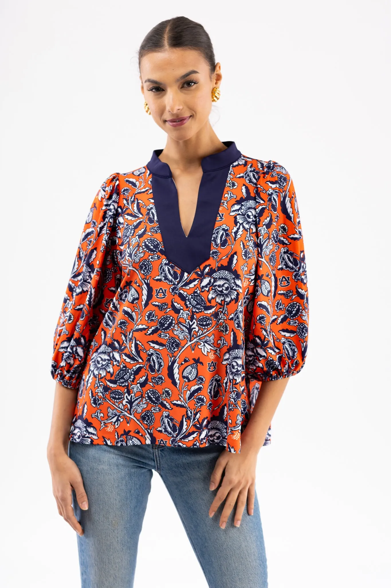 The Eliza Top - Auburn Floral Orange