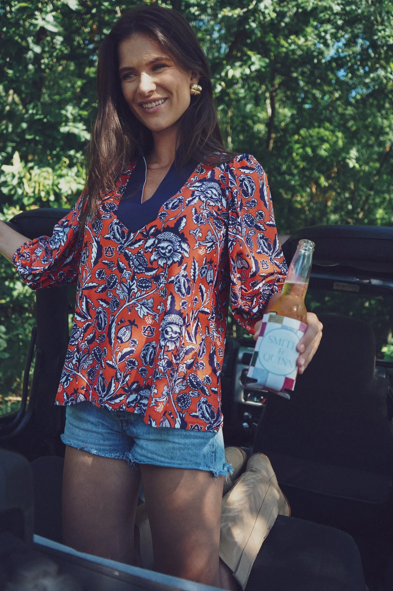 The Eliza Top - Auburn Floral Orange