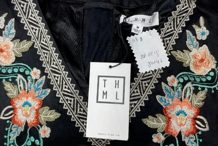 THML NEW BOHO EMBROIDERED DRESS - M