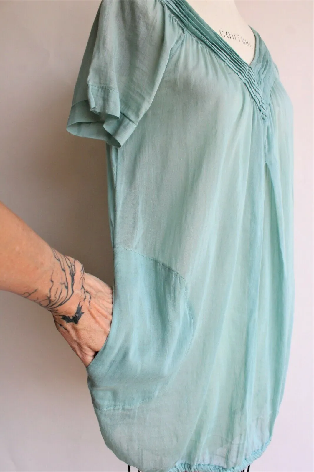 Trinity Anthropologie tunic blouse or dress with pockets, size Small