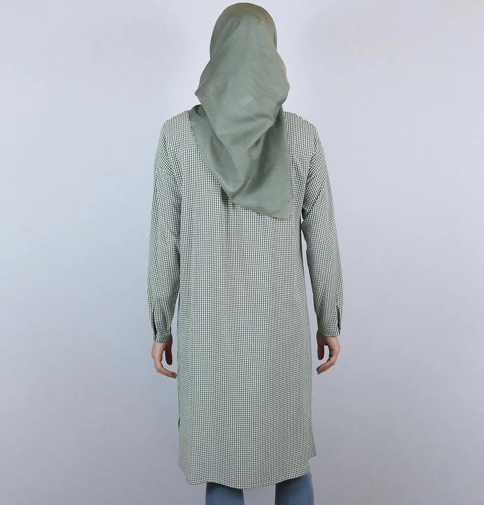 Tugba Modest Tunic M9412 Olive Green/White