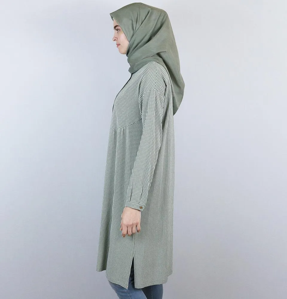 Tugba Modest Tunic M9412 Olive Green/White