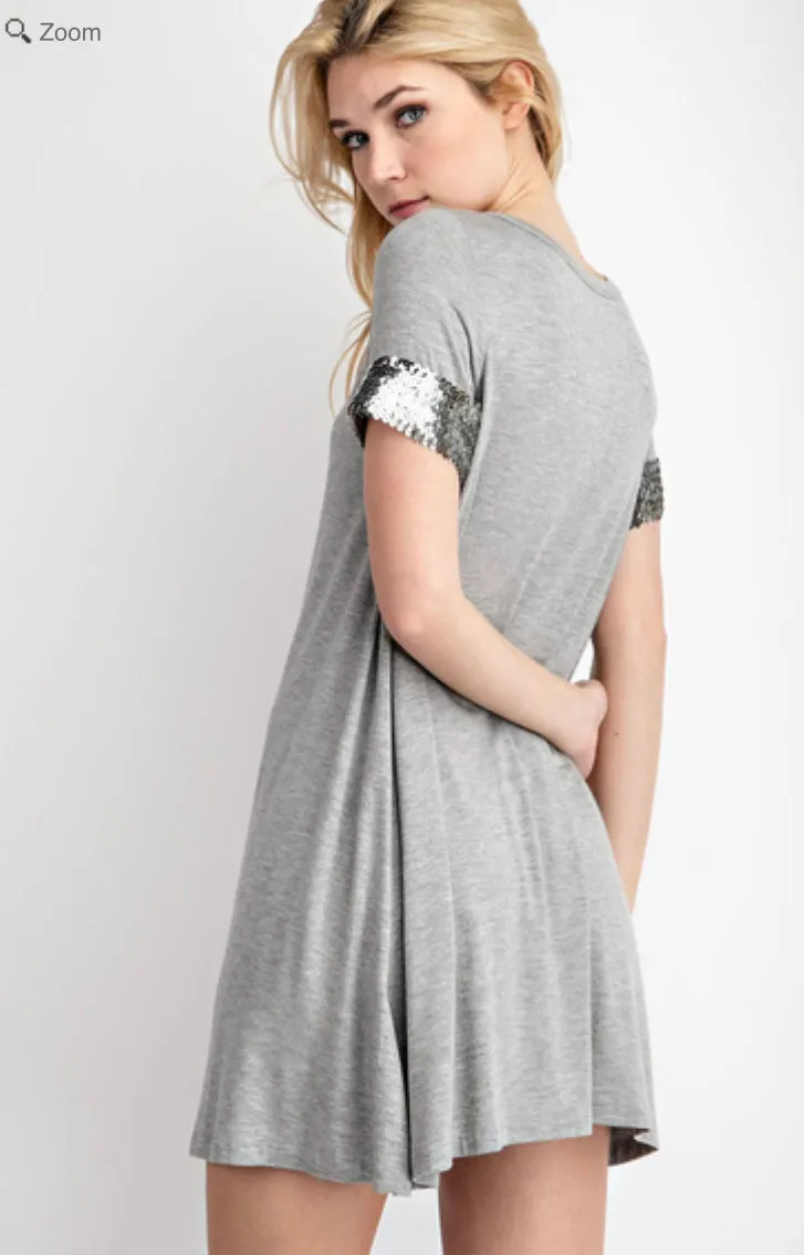 VOCAL 17865S Sequin Cuff Tunic Dress
