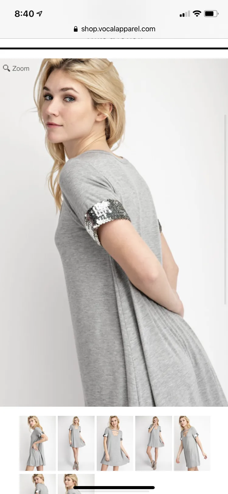 VOCAL 17865S Sequin Cuff Tunic Dress