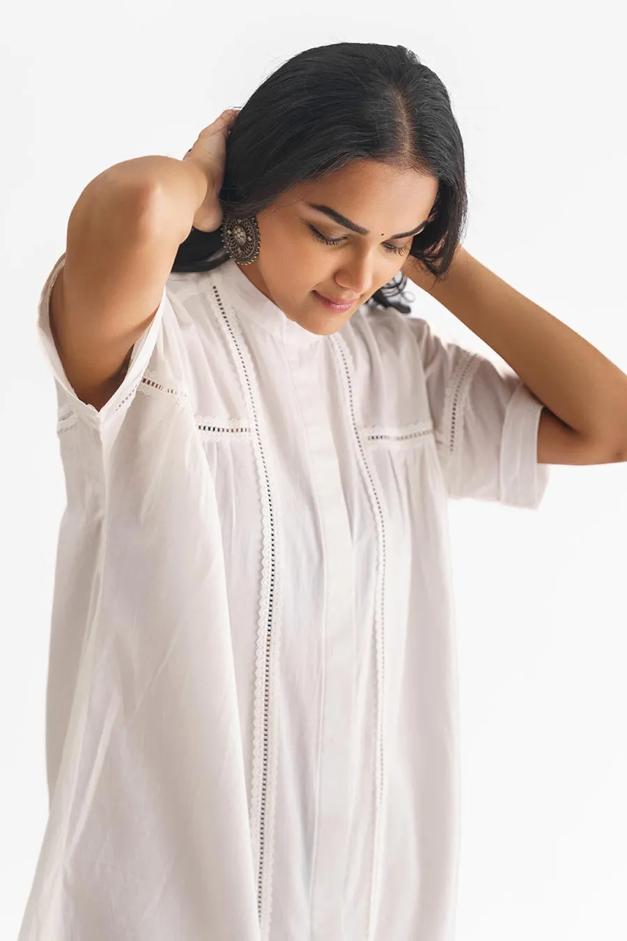 White Insert Lace Tunic & Pant Set (Set of 2)