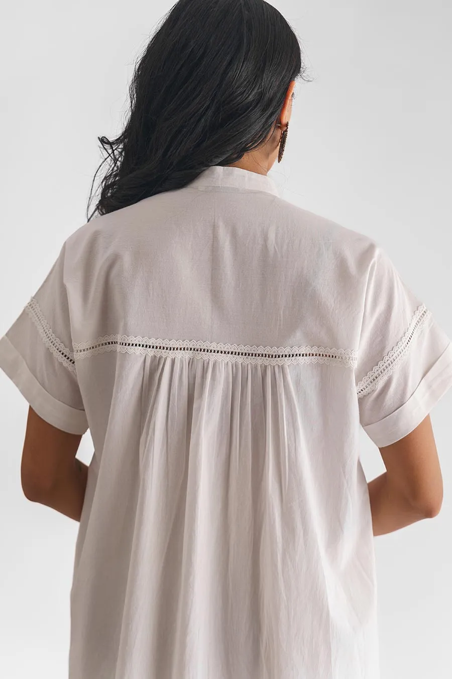 White Insert Lace Tunic & Pant Set (Set of 2)