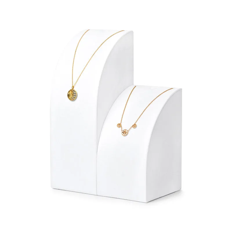 White Luxury Metal Microfiber Jewelry Showcase Display Set TT053