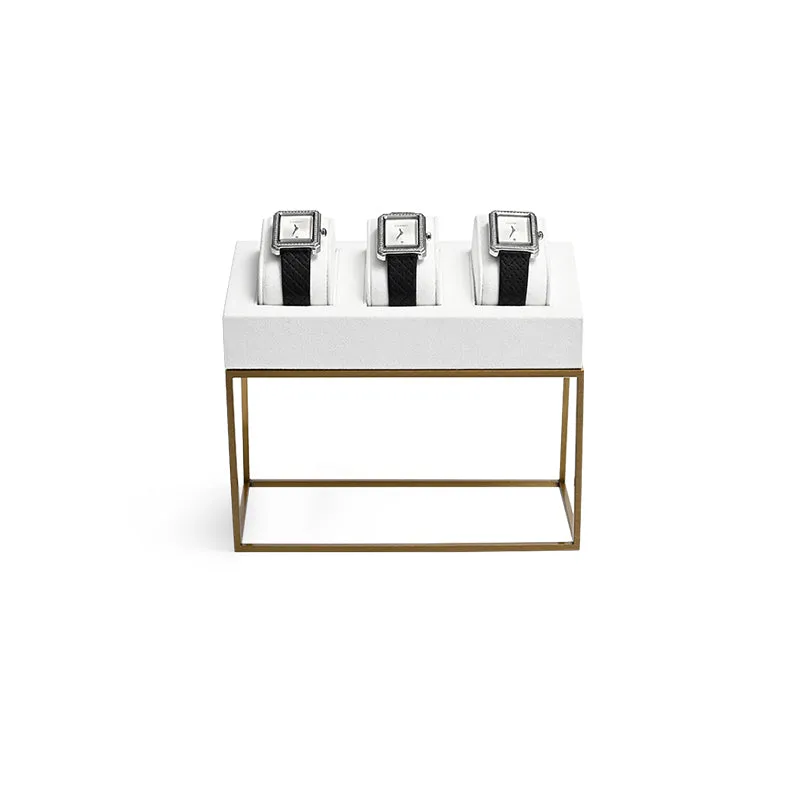White Metal Microfiber Watch Stand Set TT143