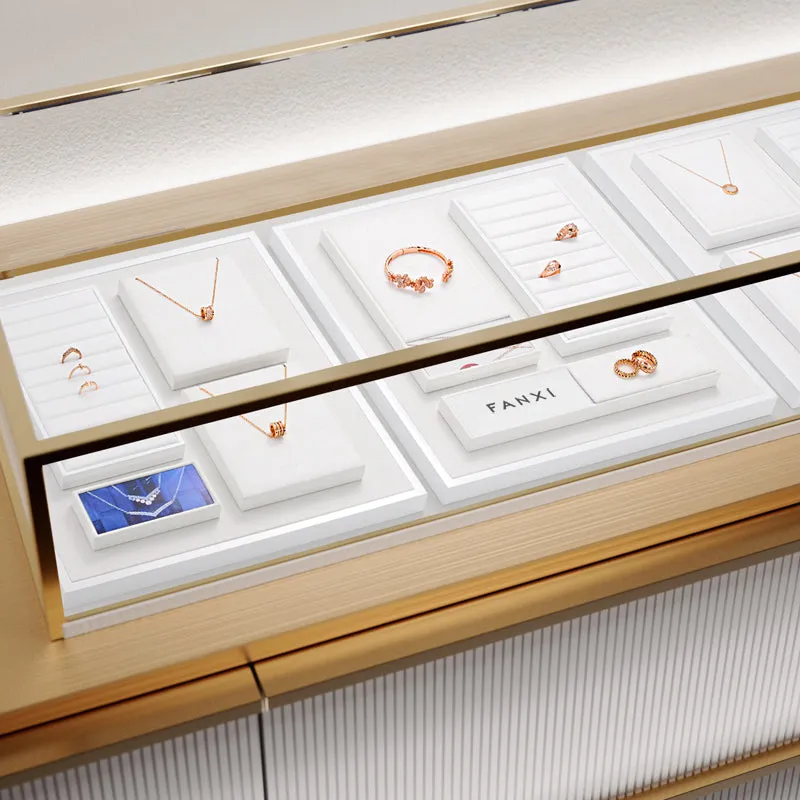 White Microfiber Jewelry Display Set TT148