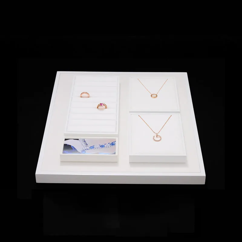 White Microfiber Jewelry Display Set TT148