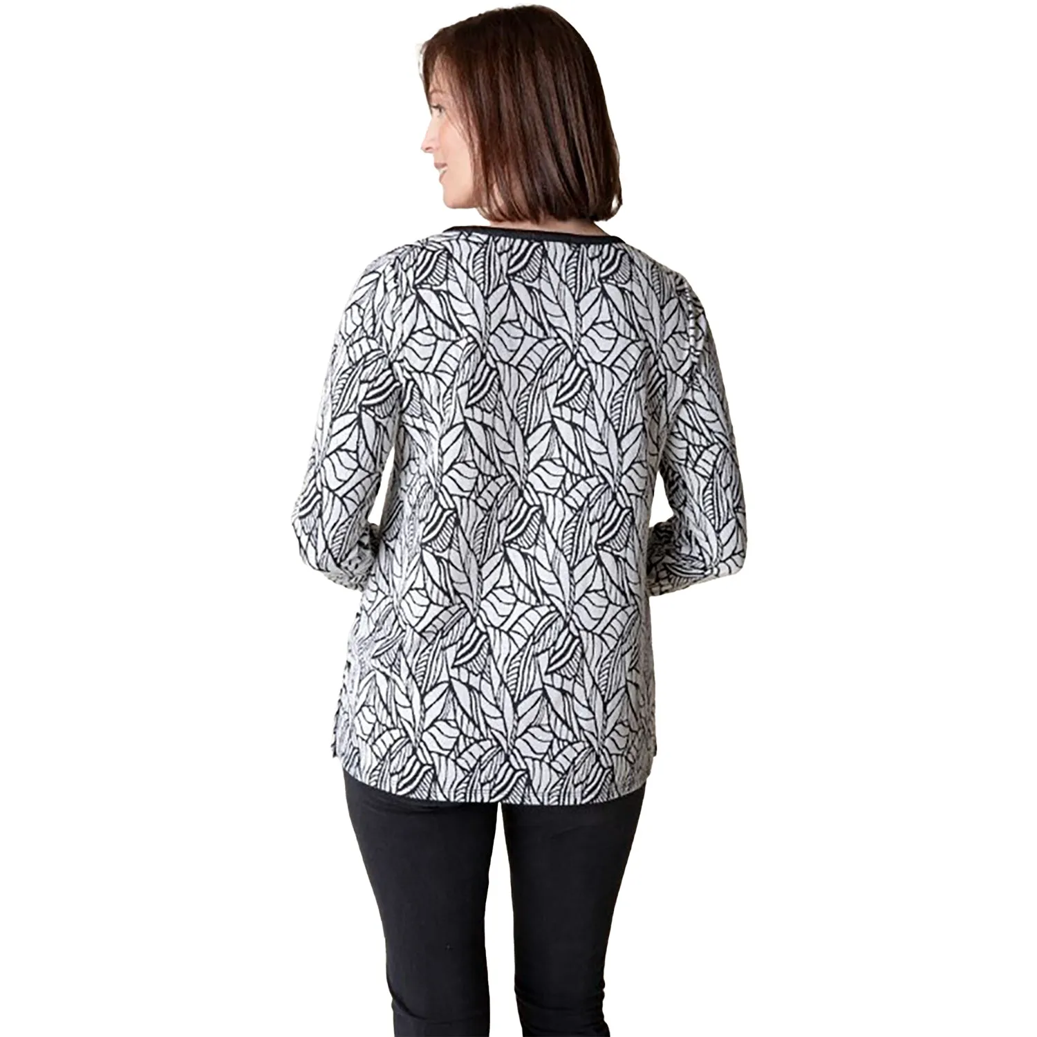 Women's Habitat Falling Leaves Jacquard Contrast Trim Tunic Putty
