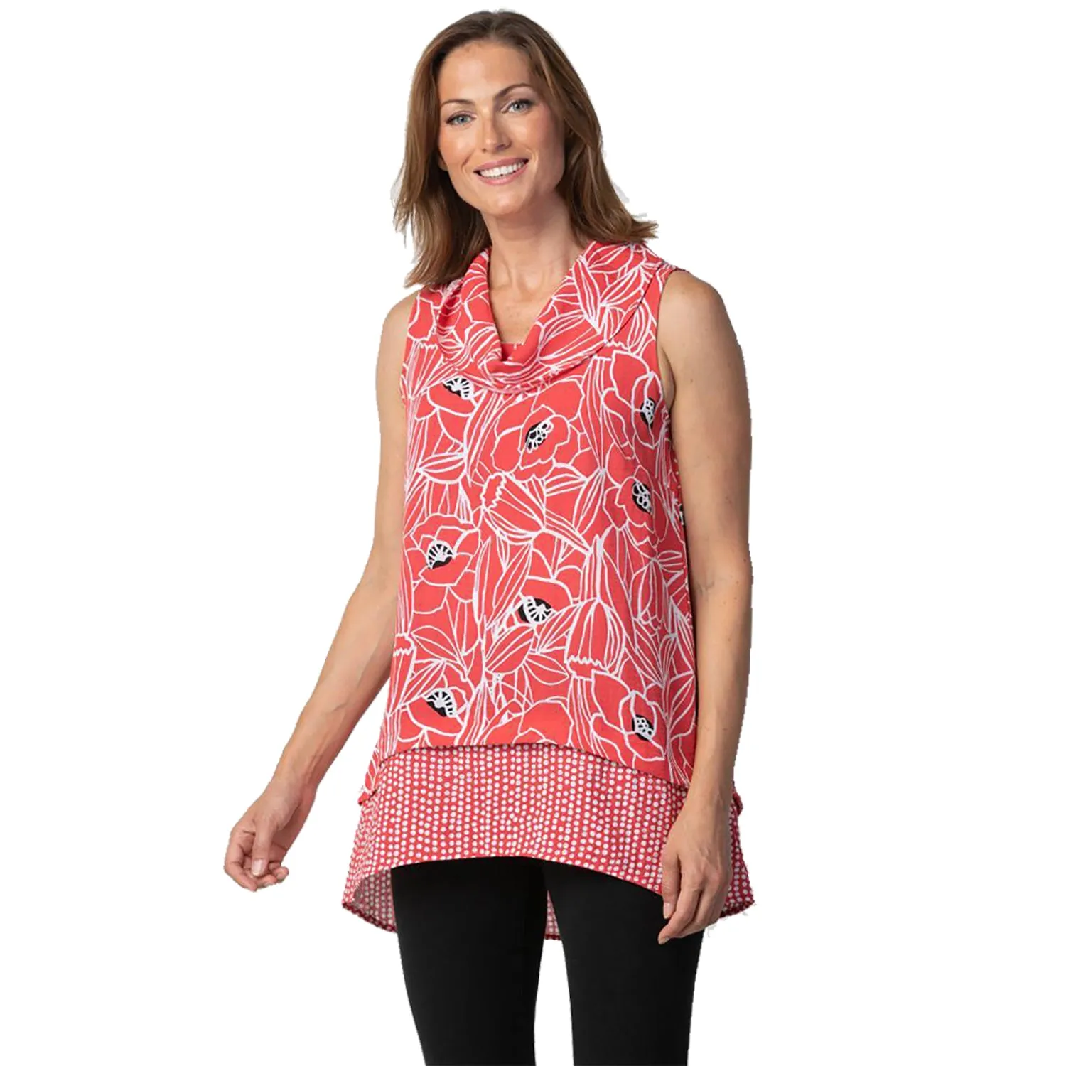 Women's Habitat Palm Beach Drape Collar Sleeveless Tunic Tomato