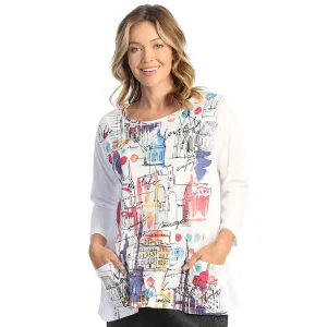 Women's Jess & Jane Cotton Slub Patch Pockets Tunic Bon Voyage