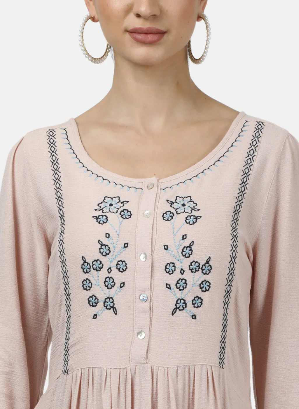 Womens Light Pink Plain Tunic