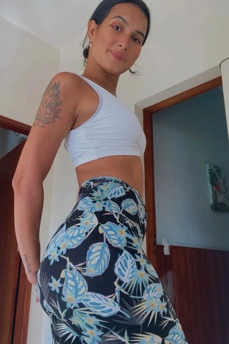 Yoga Waist 5" Tropical Print Print Leggings