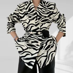 Zebra Pattern Over Size Blazer