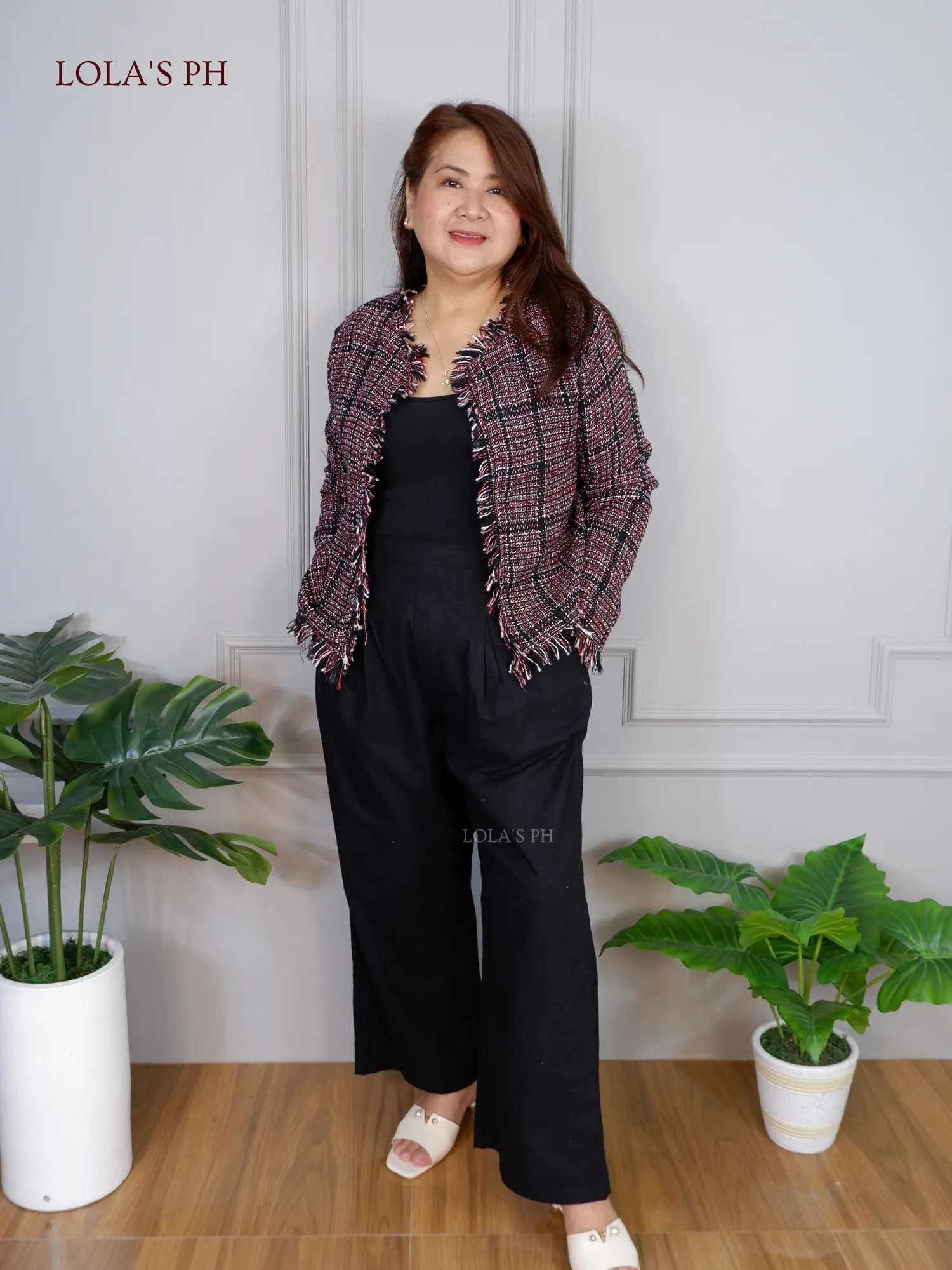 Zoe Tweed Blazer (Berry)