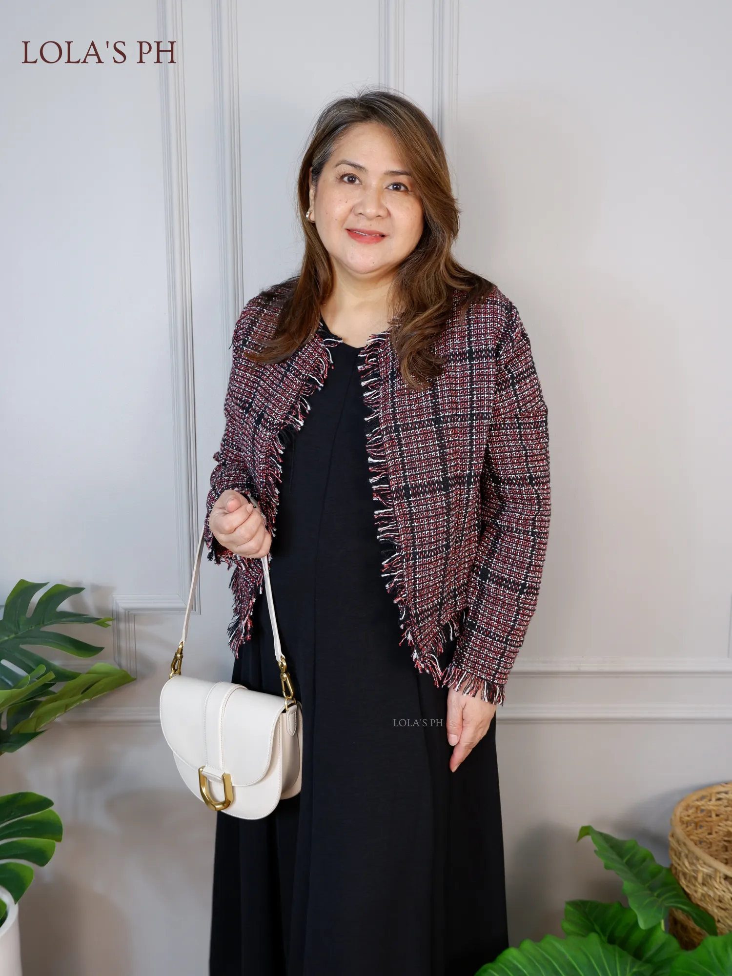 Zoe Tweed Blazer (Berry)