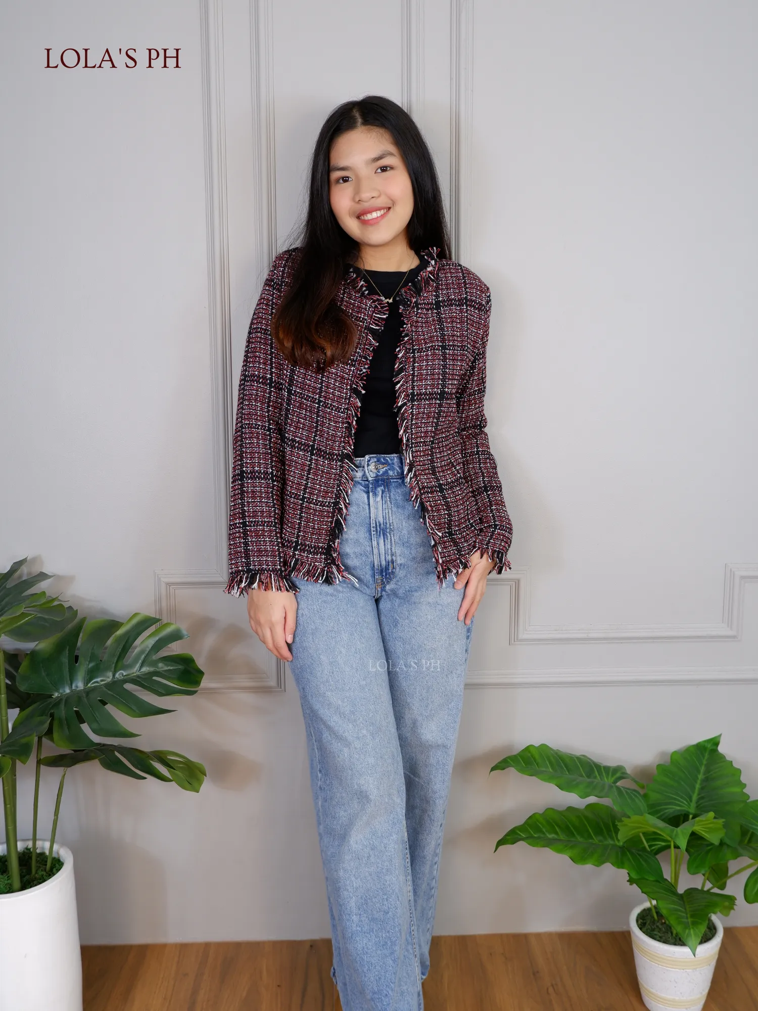 Zoe Tweed Blazer (Berry)